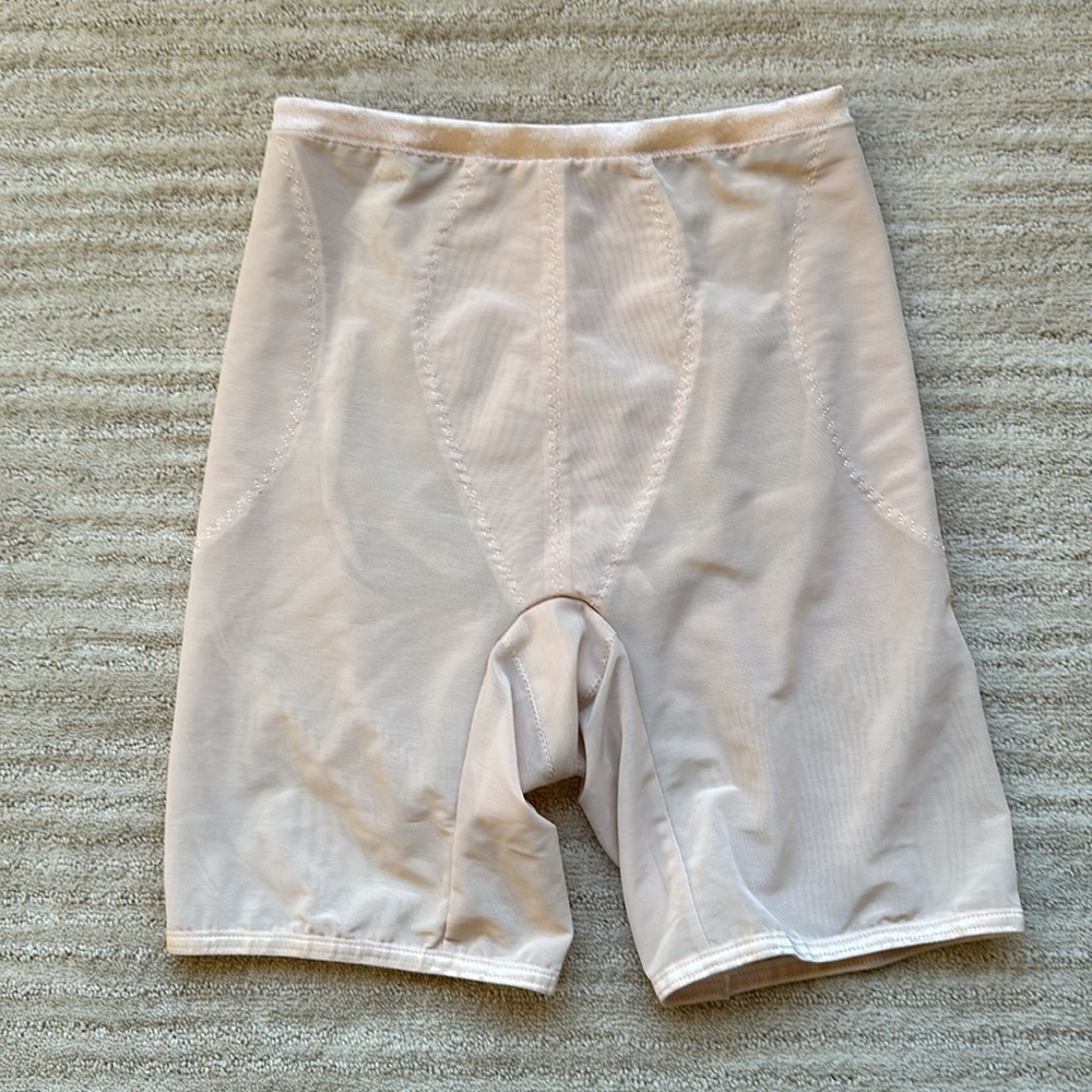 Flexees High Waist Firm Control Shapewear Booty Lifter Thigh Slimmer Nude Medium - Picture 2 of 15